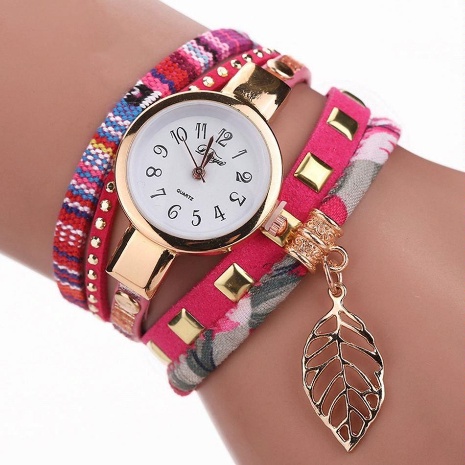 Leaf Pendant Quartz Bracelet Watch for Women - Sky Blue
