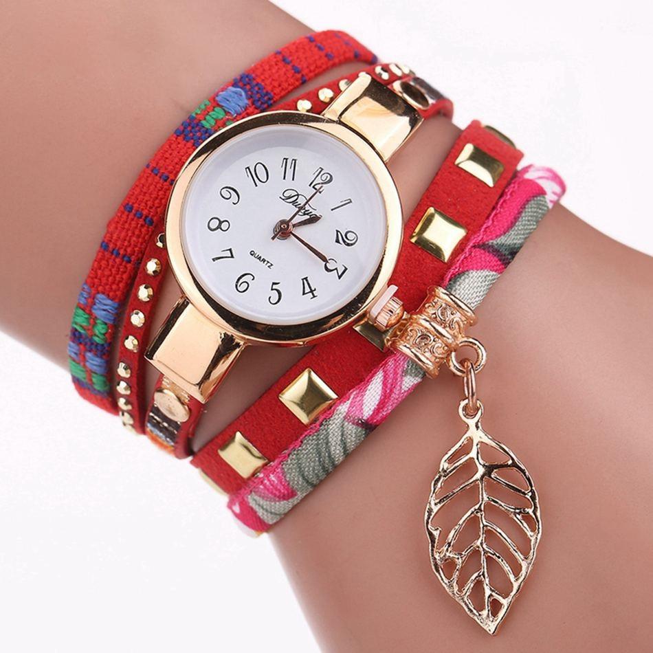 Leaf Pendant Quartz Bracelet Watch for Women - Sky Blue