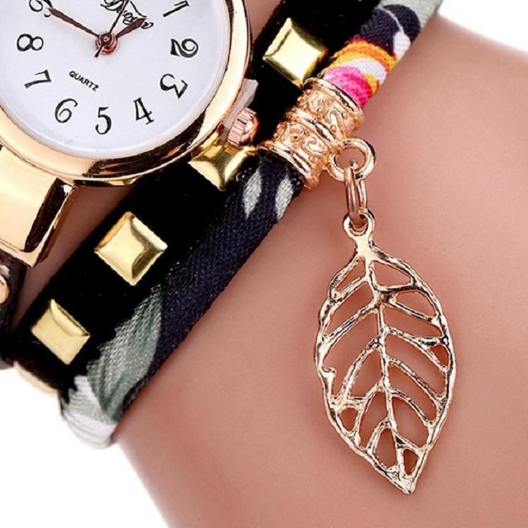 Leaf Pendant Quartz Bracelet Watch for Women - Sky Blue