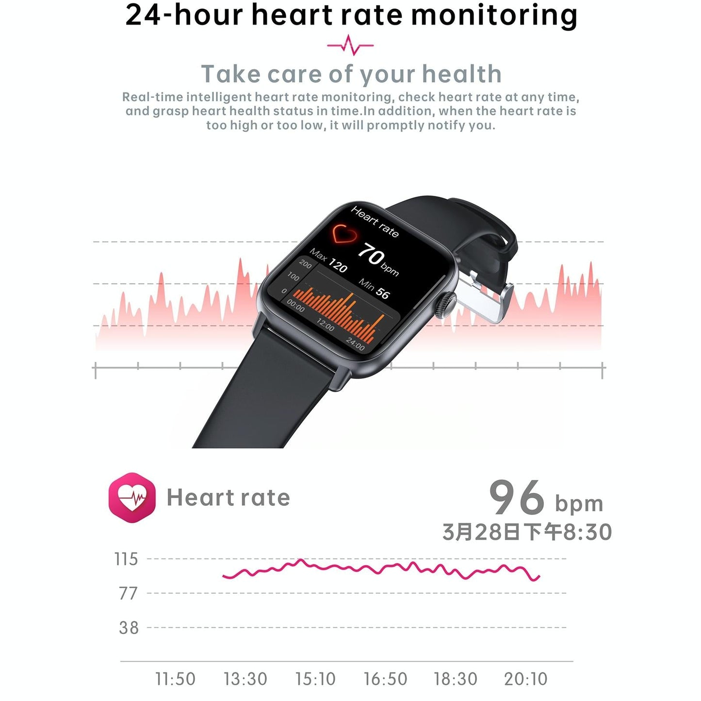 1.83 Inch Bt5.2 Smart Sport Watch Support Sleep / Heart Rate / Blood Oxygen / Temperature / Blood Pressure Health Monitor - Gold + Pink