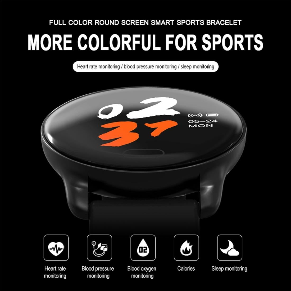 Smart Bracelet With Call / Heart / Blood Monitoring - Colour Screen - Rose Gold