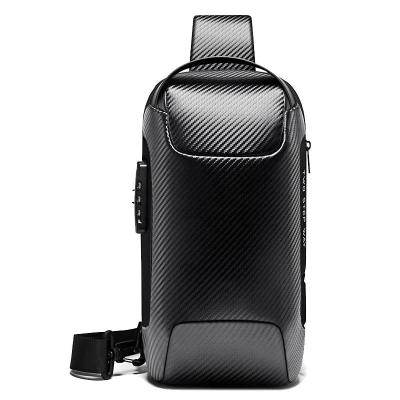 Carbon Fiber Anti Theft Waterproof Crossbody Chest Bag For Men & Women 34 X 18 X 10Cm - Grey