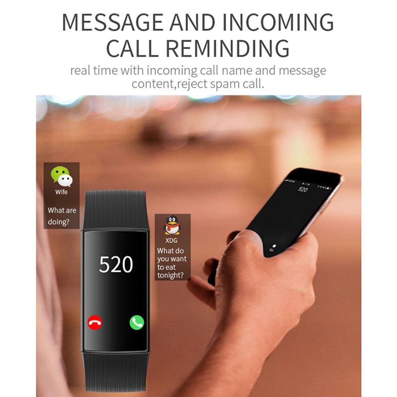 Waterproof Smart Bracelet With Step Heart And Sleep Monitoring - Ip67 - Red