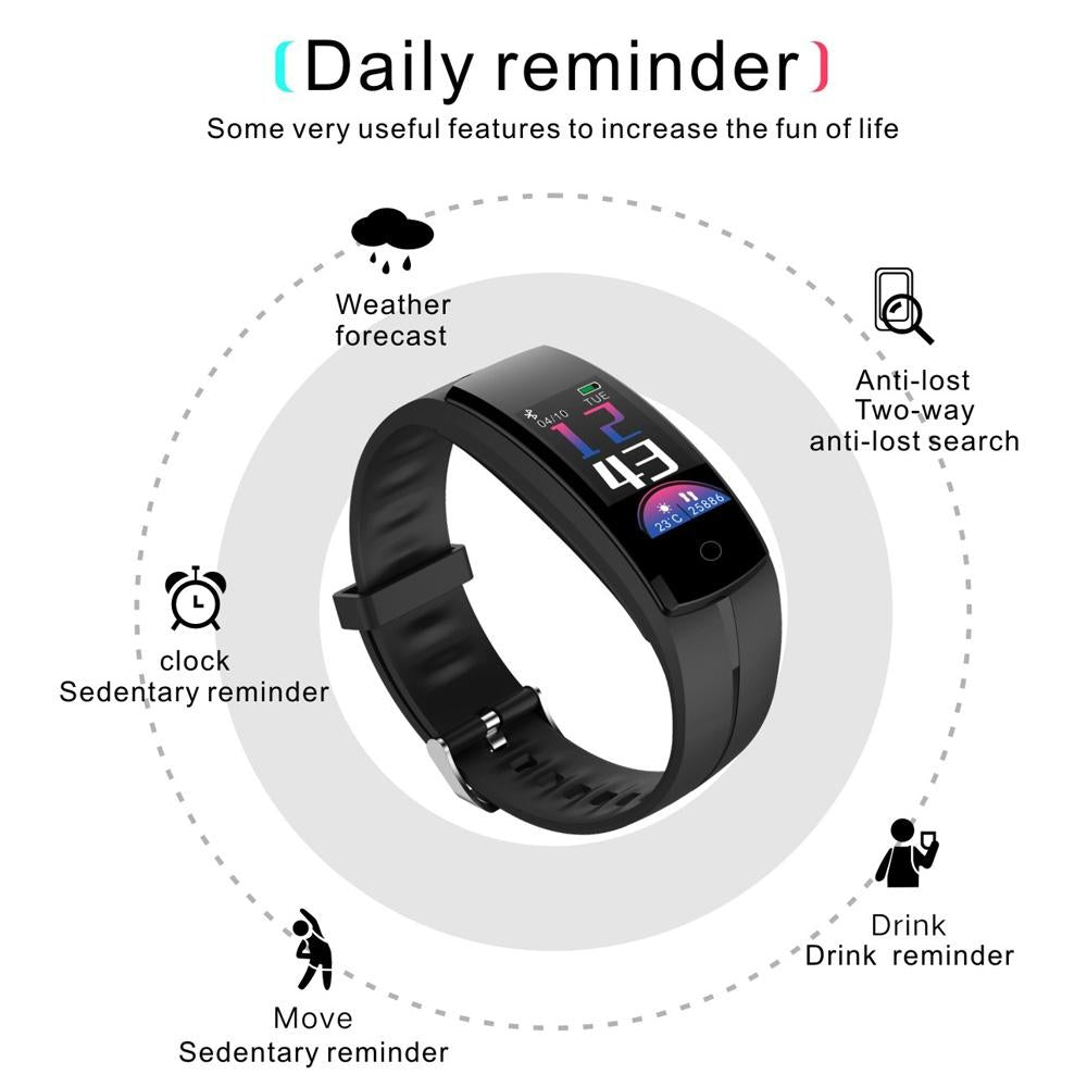 Waterproof Tft Smart Bracelet With Call / Heart / Sleep / Sedentary / Bp Monitoring - Red