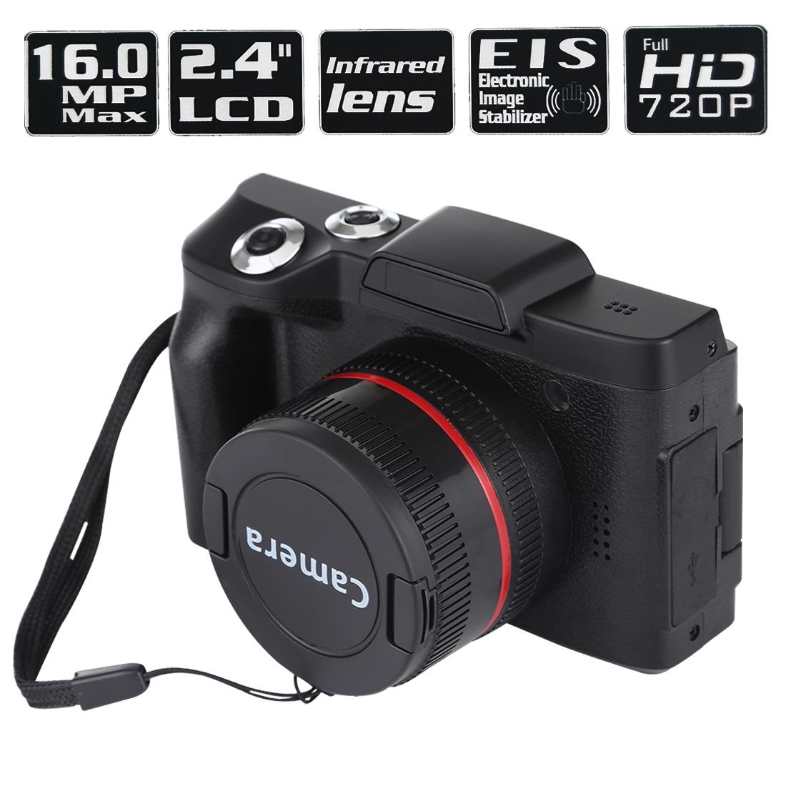 Hd 720p Recording Flip Screen Digital Camera with Interchangeable Lens and Infrared Lens - White