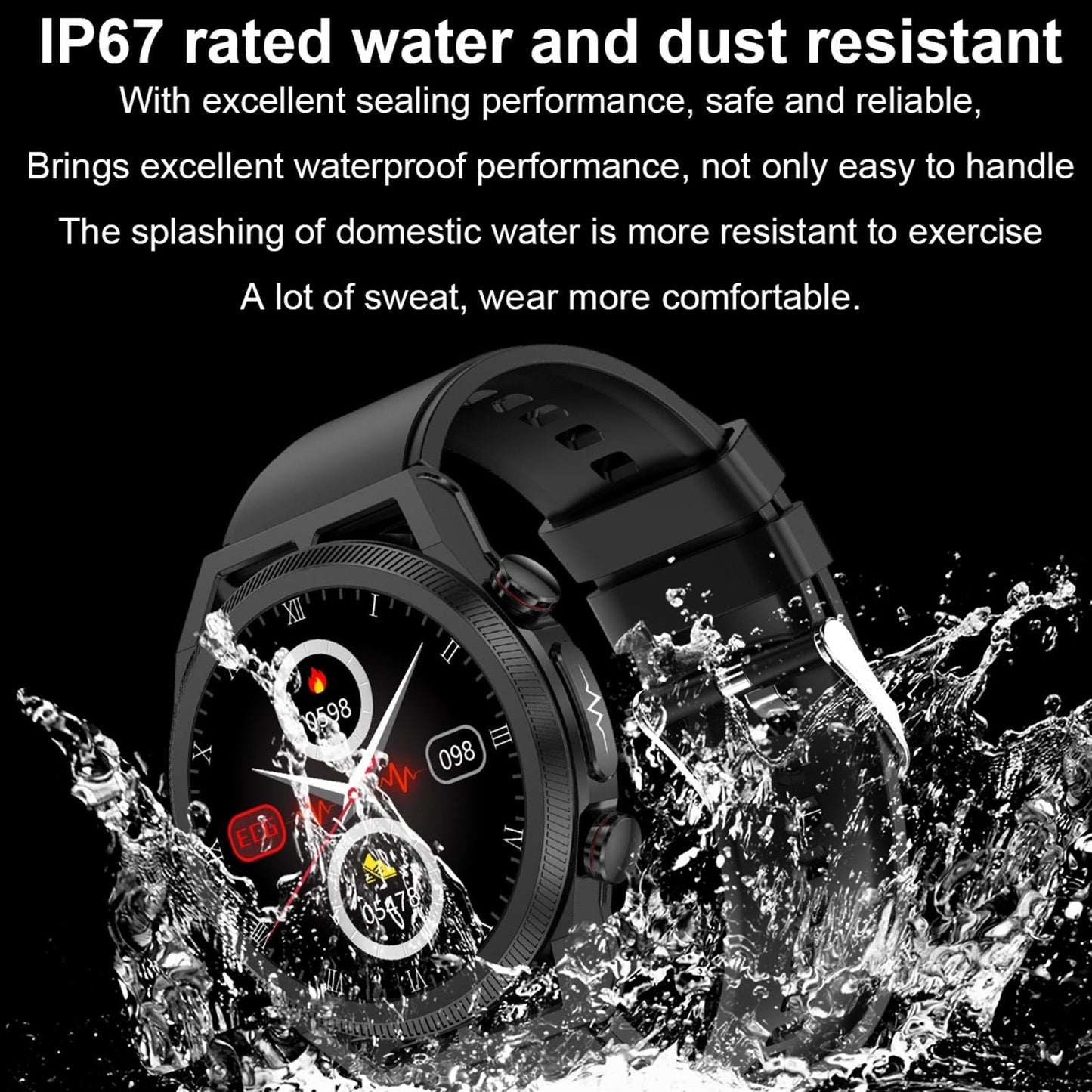 1.39 Inch Ips Screen Ip67 Waterproof Leather Band Smart Watch Support Body Temperature Monitoring / Ecg - Brown