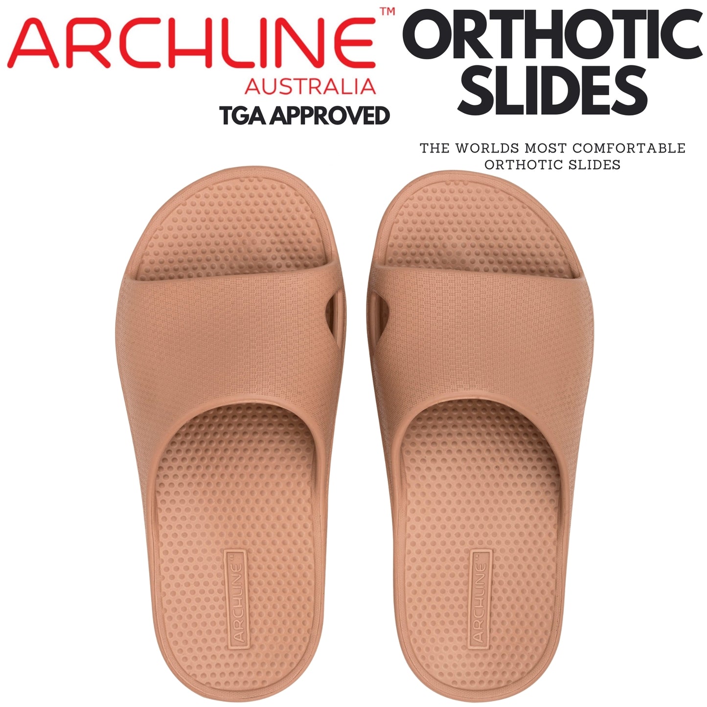 Archline Rebound Orthotic Slides Flip Flop Thongs Slip On Arch Support - Putty - Euro 37