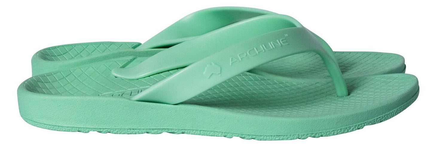 ARCHLINE Orthotic Thongs Arch Support Shoes Footwear Flip Flops - Dew Green - EUR 39