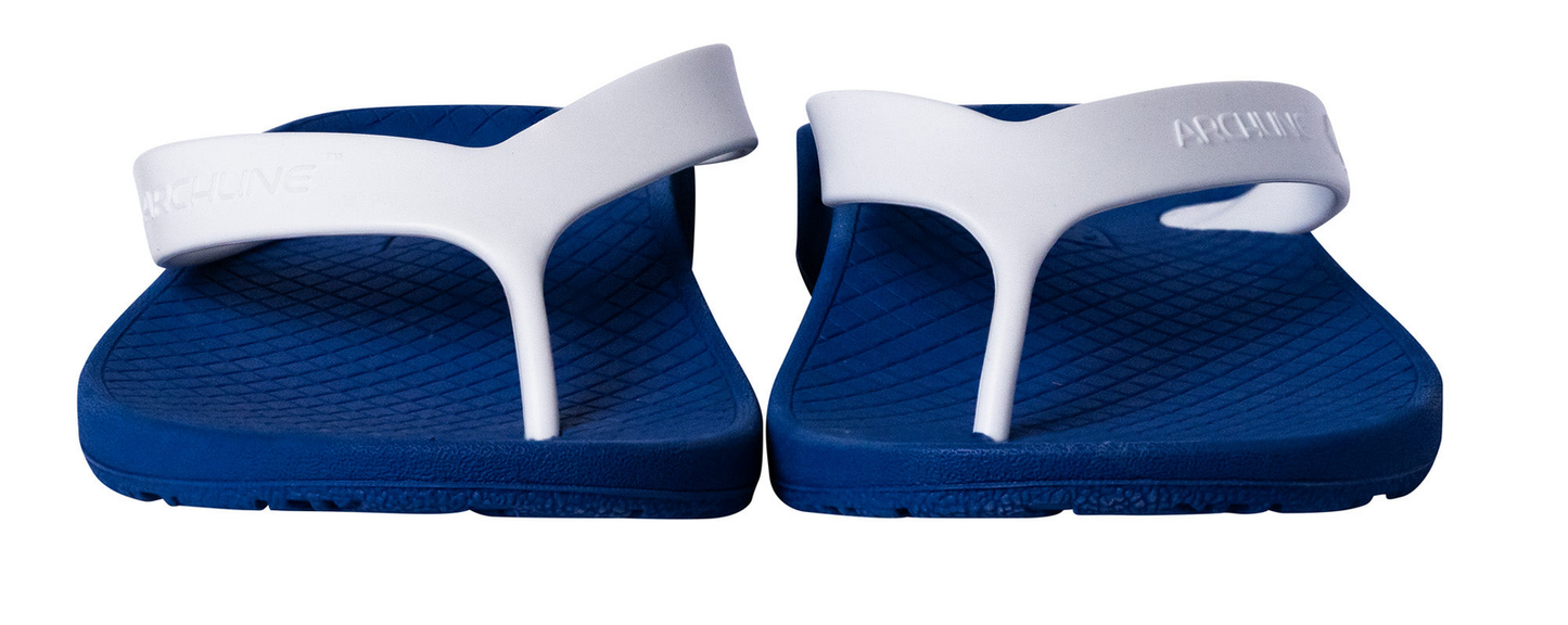 ARCHLINE Orthotic Thongs Arch Support Shoes Footwear Flip Flops Orthopedic - Blue/White - EUR 37