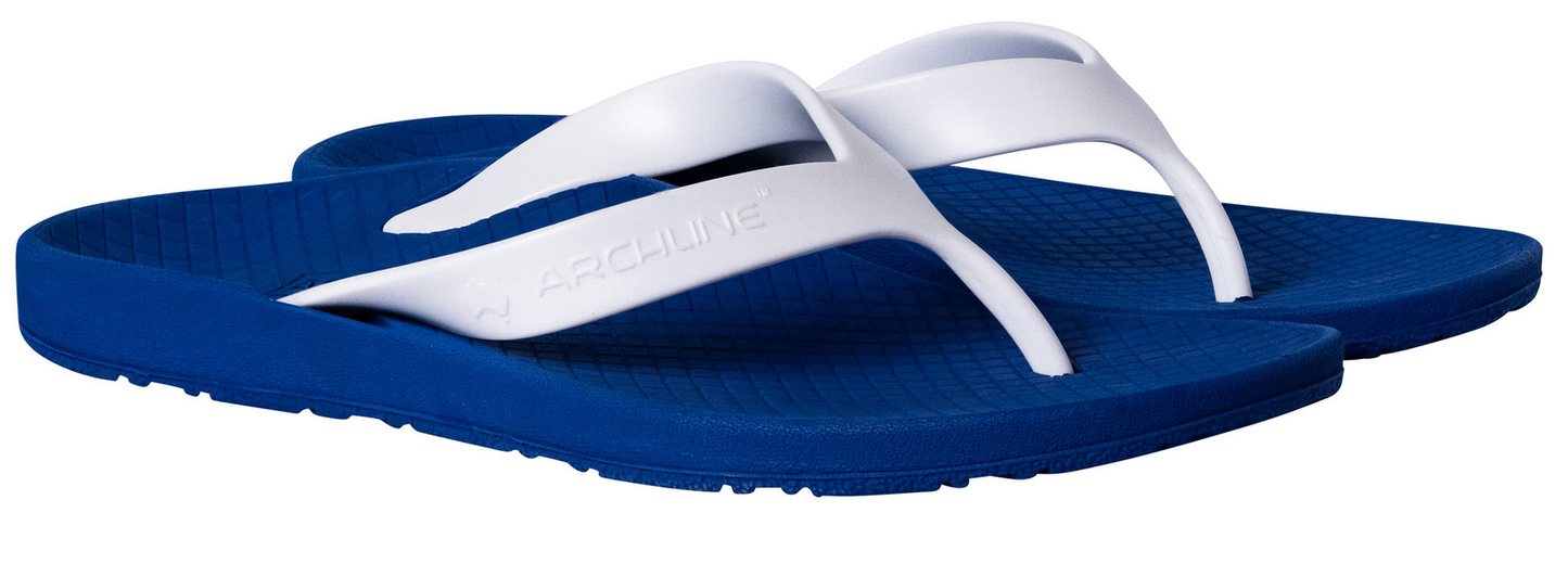 ARCHLINE Orthotic Thongs Arch Support Shoes Footwear Flip Flops Orthopedic - Blue/White - EUR 45