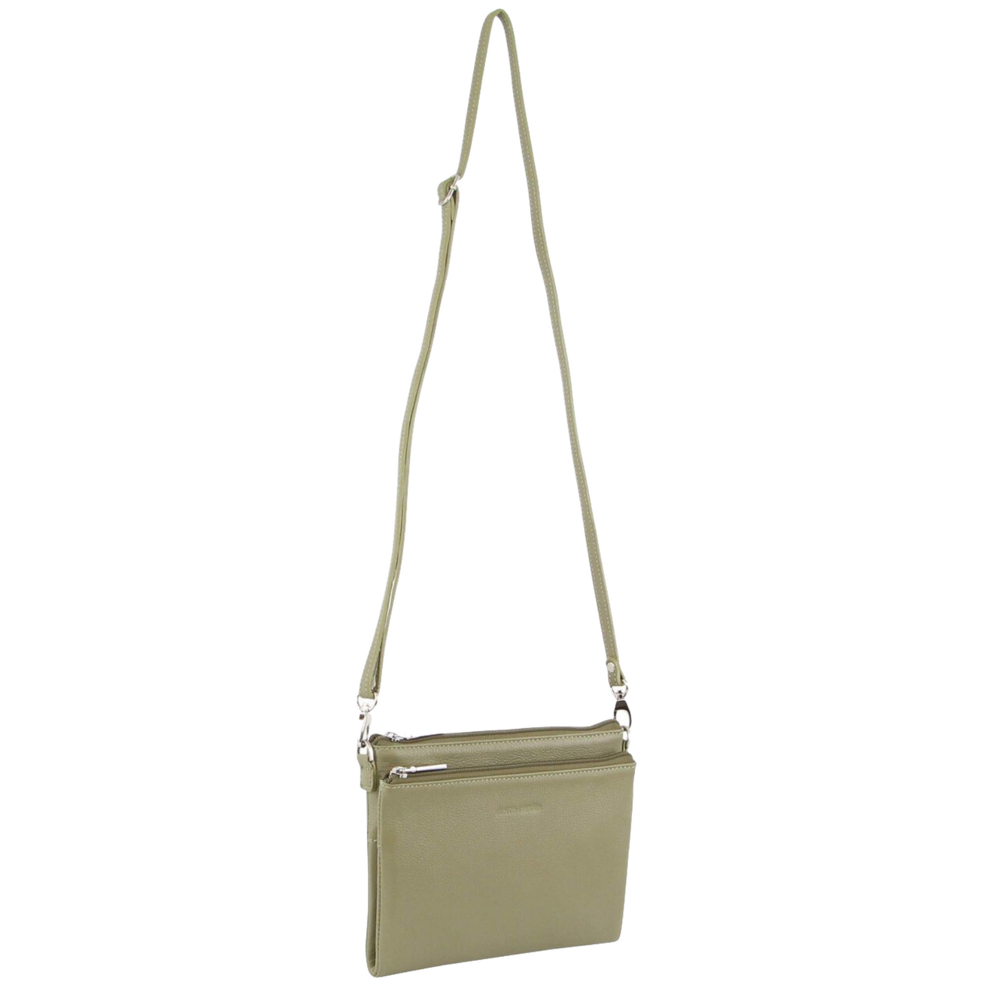 Pierre Cardin Ladies Cross Body Bag Leather Clutch Shoulder Sling Womens - Sage