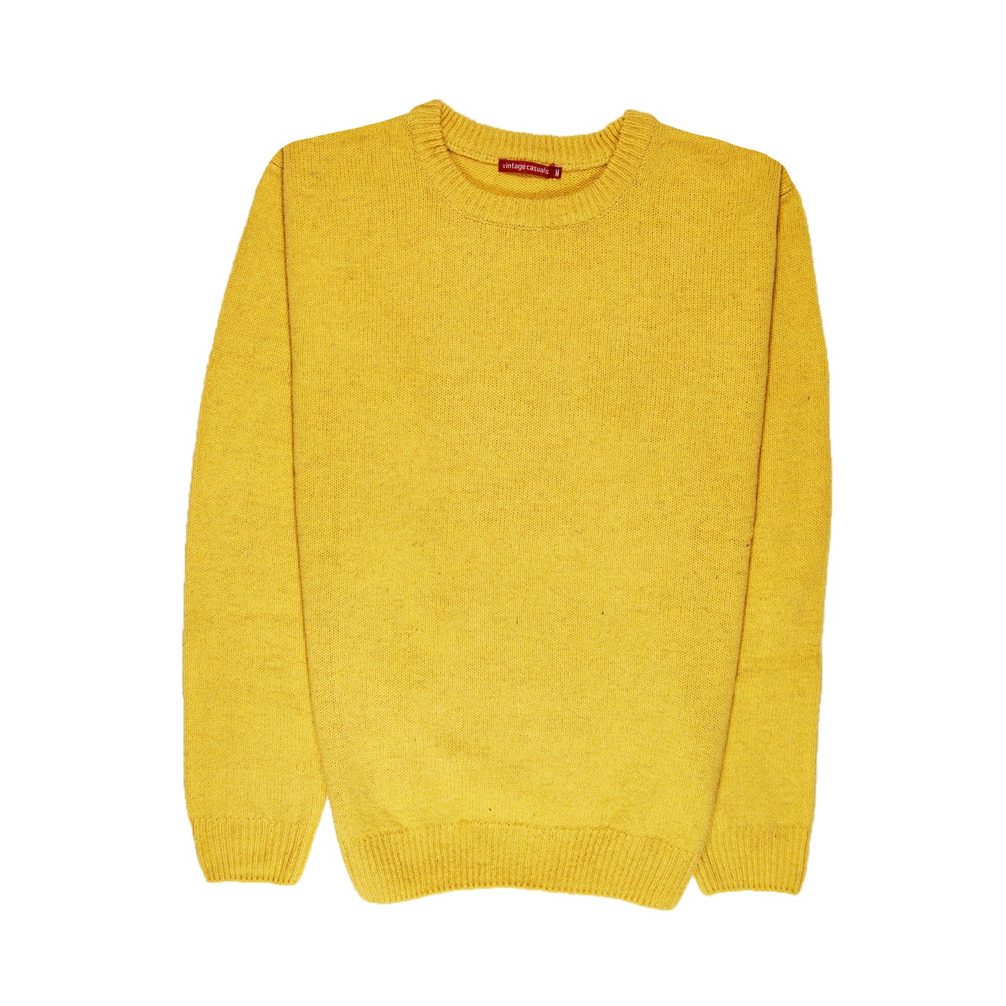 100% SHETLAND RAGG WOOL CREW Round Neck Knit JUMPER Pullover Mens Sweater Knitted - Corn (14) - M