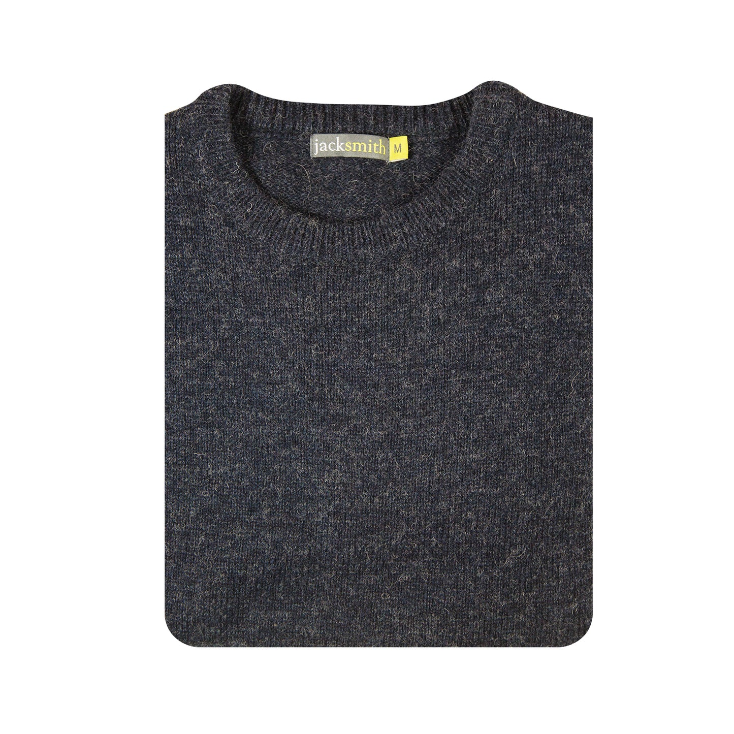 100% SHETLAND RAGG WOOL CREW Round Neck Knit JUMPER Pullover Mens Sweater Knitted - Navy - L