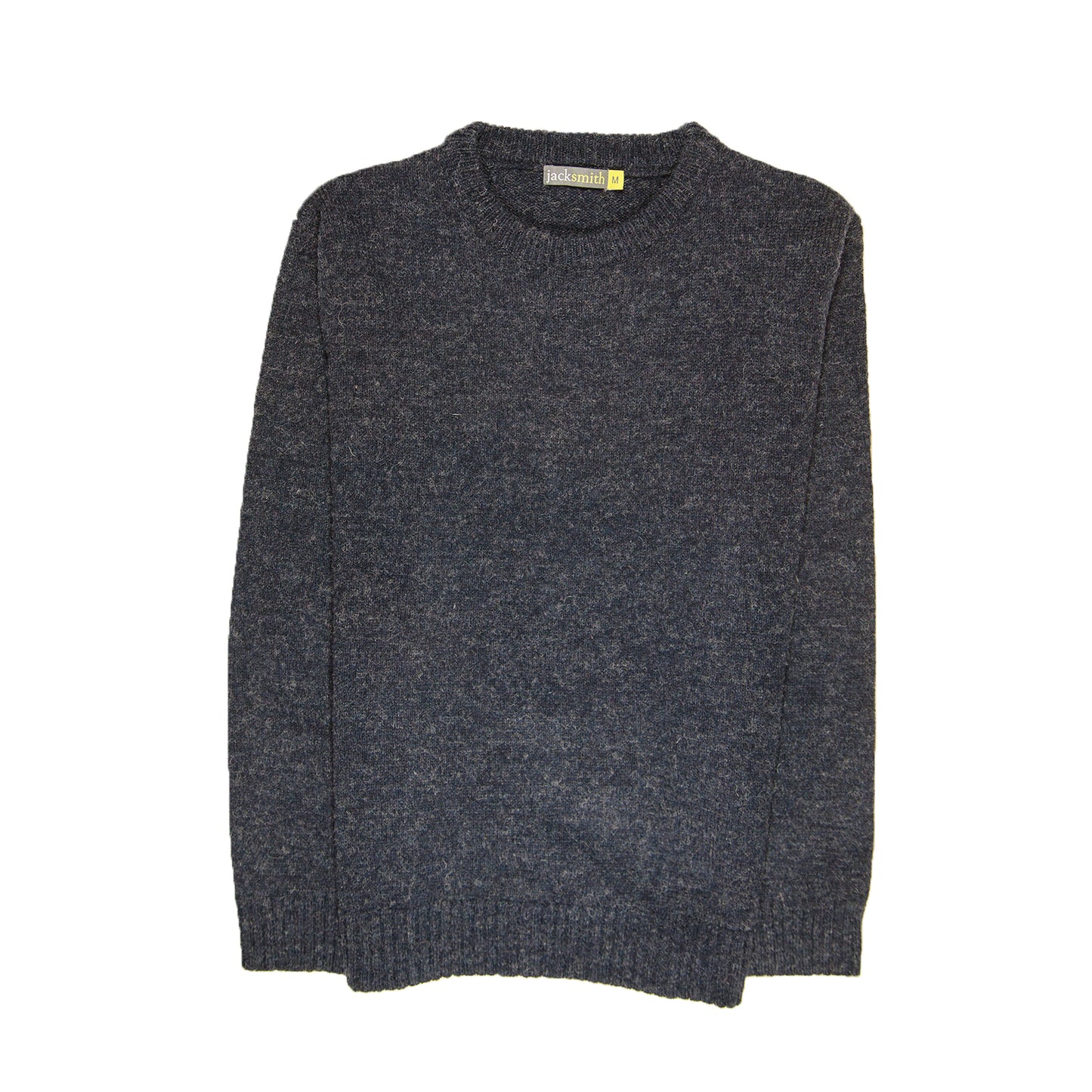 100% SHETLAND RAGG WOOL CREW Round Neck Knit JUMPER Pullover Mens Sweater Knitted - Navy - L
