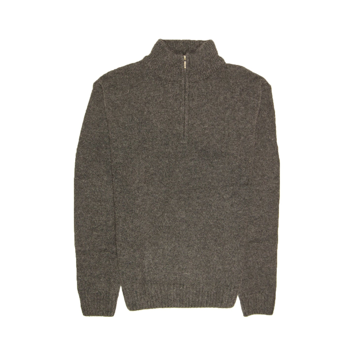 100% SHETLAND RAGG WOOL Half Zip Up Knit JUMPER Pullover Mens Sweater Knitted - Charcoal - 4XL