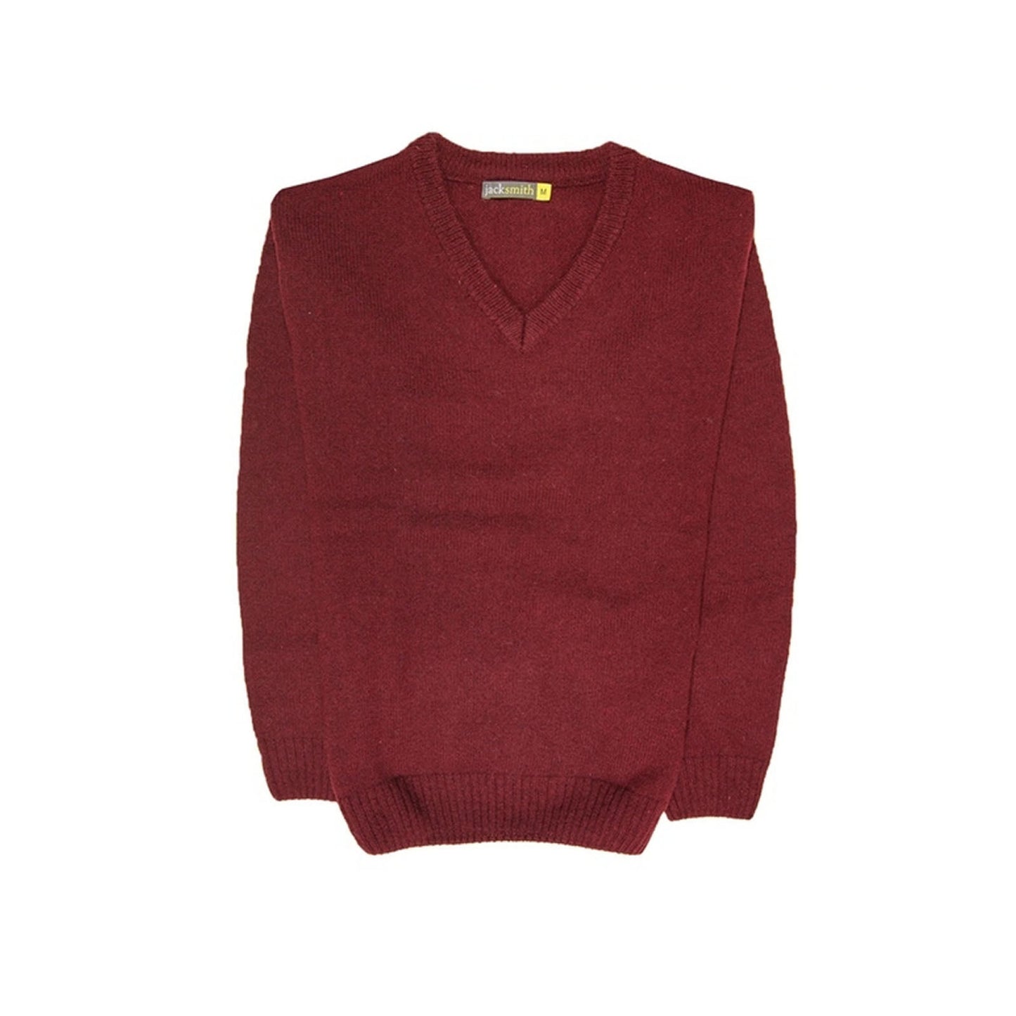 100% Shetland Ragg Wool V Neck Knit Jumper Pullover Mens Sweater Knitted - Burgundy - XXL