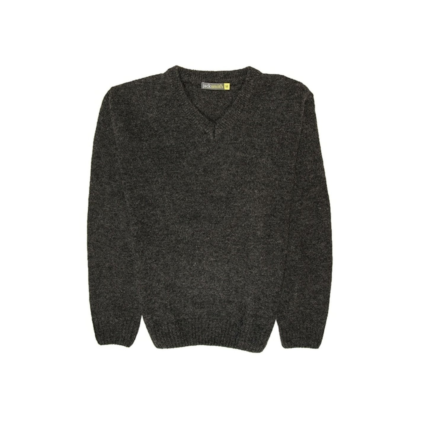 100% Shetland Ragg Wool V Neck Knit Jumper Pullover Mens Sweater Knitted - Charcoal - L