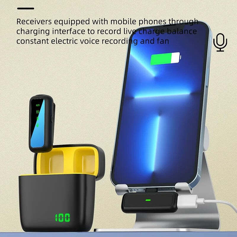 Hridz SX6 Type-C 2in1 Portable Professional Wireless Microphone 2.4g Dual Microphone for Vlog Singing Teaching Recording