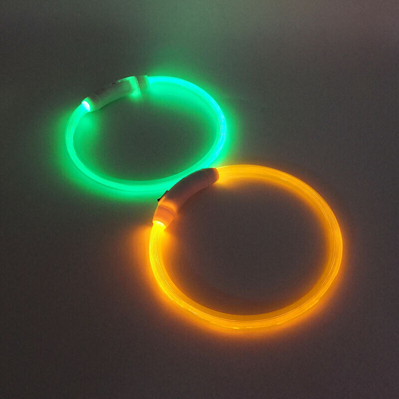 Rechargeable Night LED Dog Collar USB Glow Flashing Light Up Pet Collars Safety-Blue-Diameter Length-70cm ( DzTest )