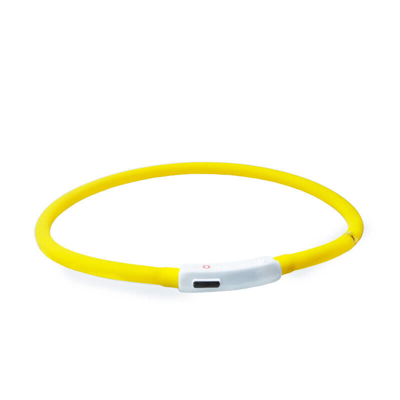 Rechargeable Night LED Dog Collar USB Glow Flashing Light Up Pet Collars Safety-Blue-Diameter Length-70cm ( DzTest )