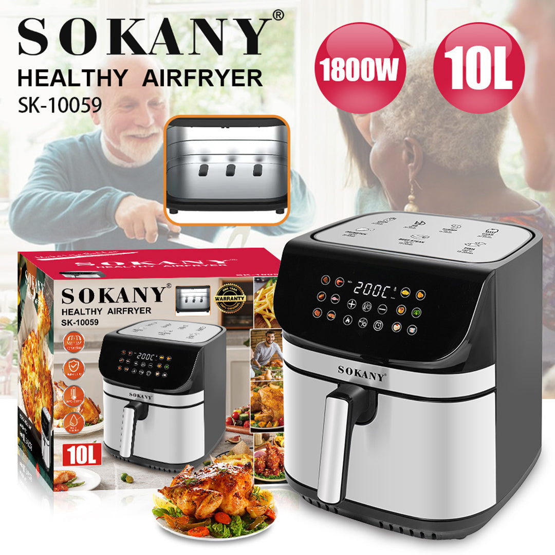 Sokany 10L Digital Air Fryer โ 1800W High-Power Cooking