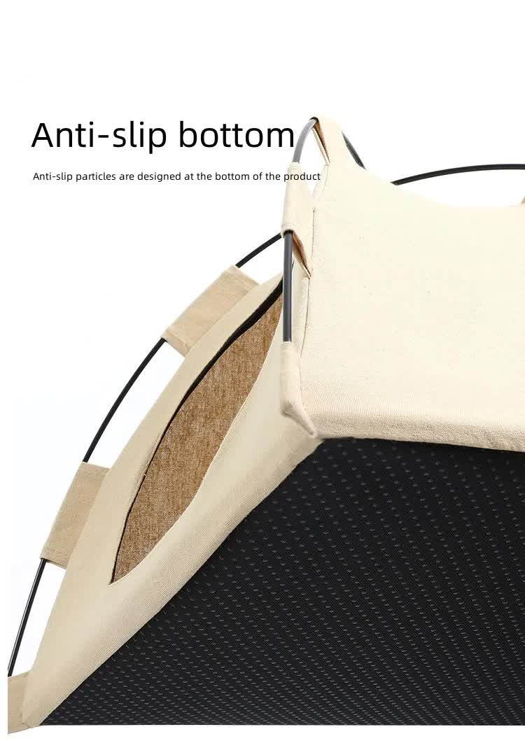 Outdoor Cat House,Pet Tent -Windproof and Dustproof Shelter for Small Pets, Apricot, Size: S 35*35*30cm