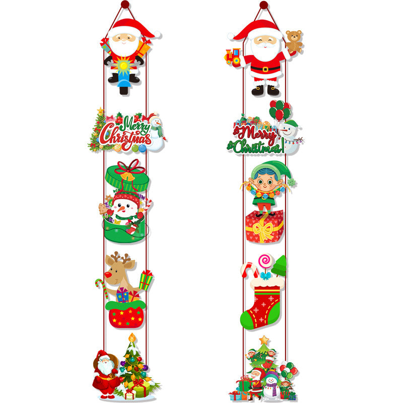 Set of 10 Christmas Hanging Door Decorations - Santa, Snowman, Stocking, and Gingerbread Ornaments (3 set, 30 pieces)