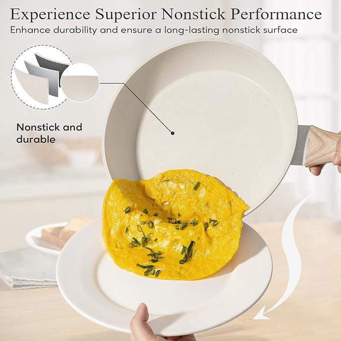 YEJ 12-Piece Non-Stick Complete Cookware Set | Pots, Pans & Utensils (White)