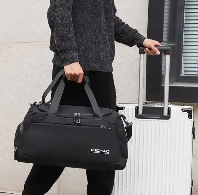 Black Large Capacity Gym Bag with Wet and Dry Separation โ Multifunctional Travel, Sports, and Swimming Bag for Men and Women