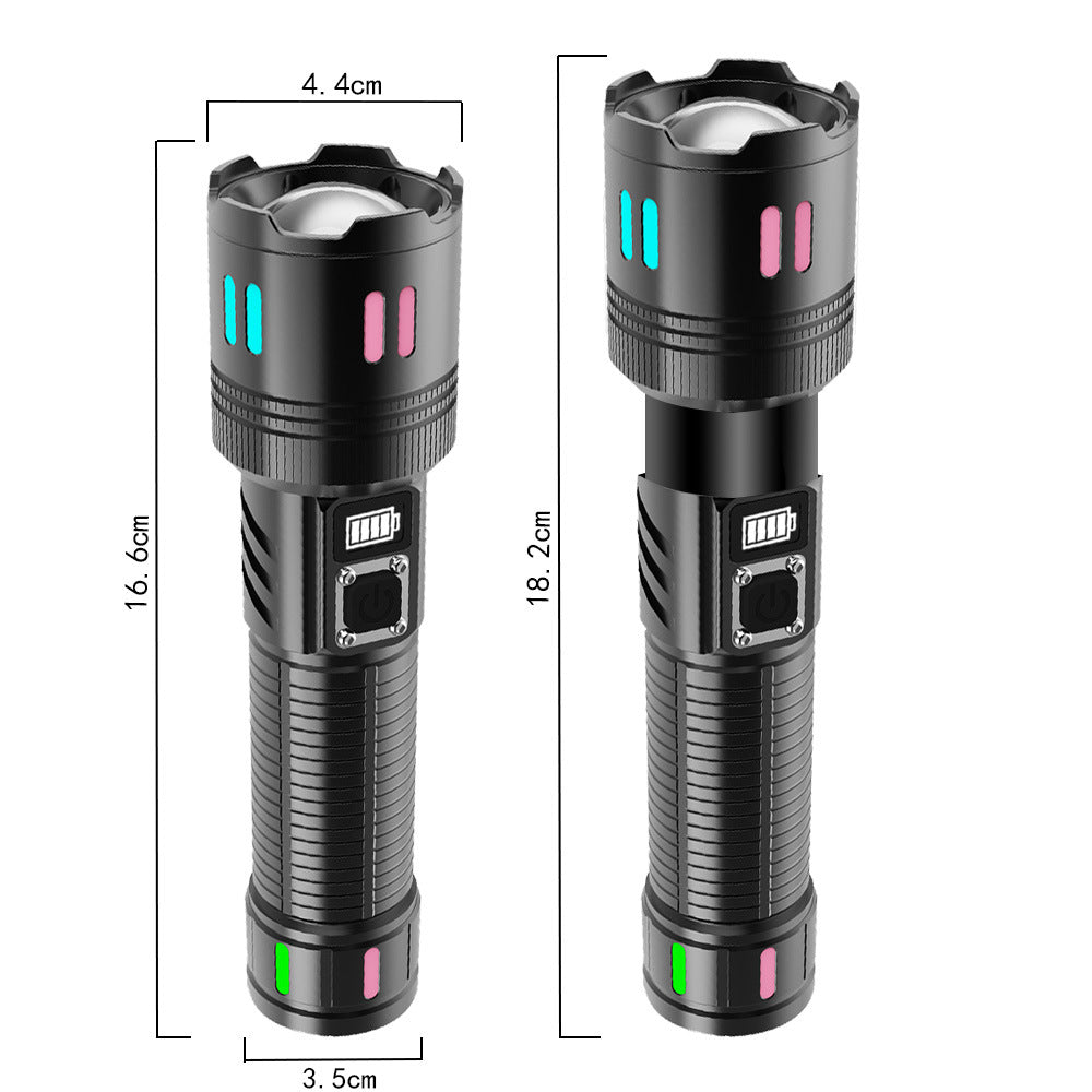 Carton Box Rechargeable High-Power Emergency Flashlight โ Super Bright Portable Outdoor Patrol Torch with Digital Display