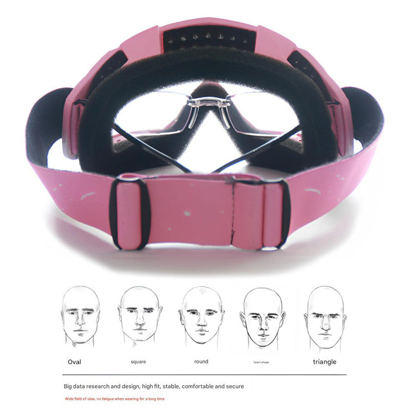 Progressive Pink + Rose Pink Lenses Outdoor Protective Motorcycle Goggles β Windproof, Dustproof, Skiing, and Cycling Eyewear β Lightweight Anti-Fog Design for Men and Women