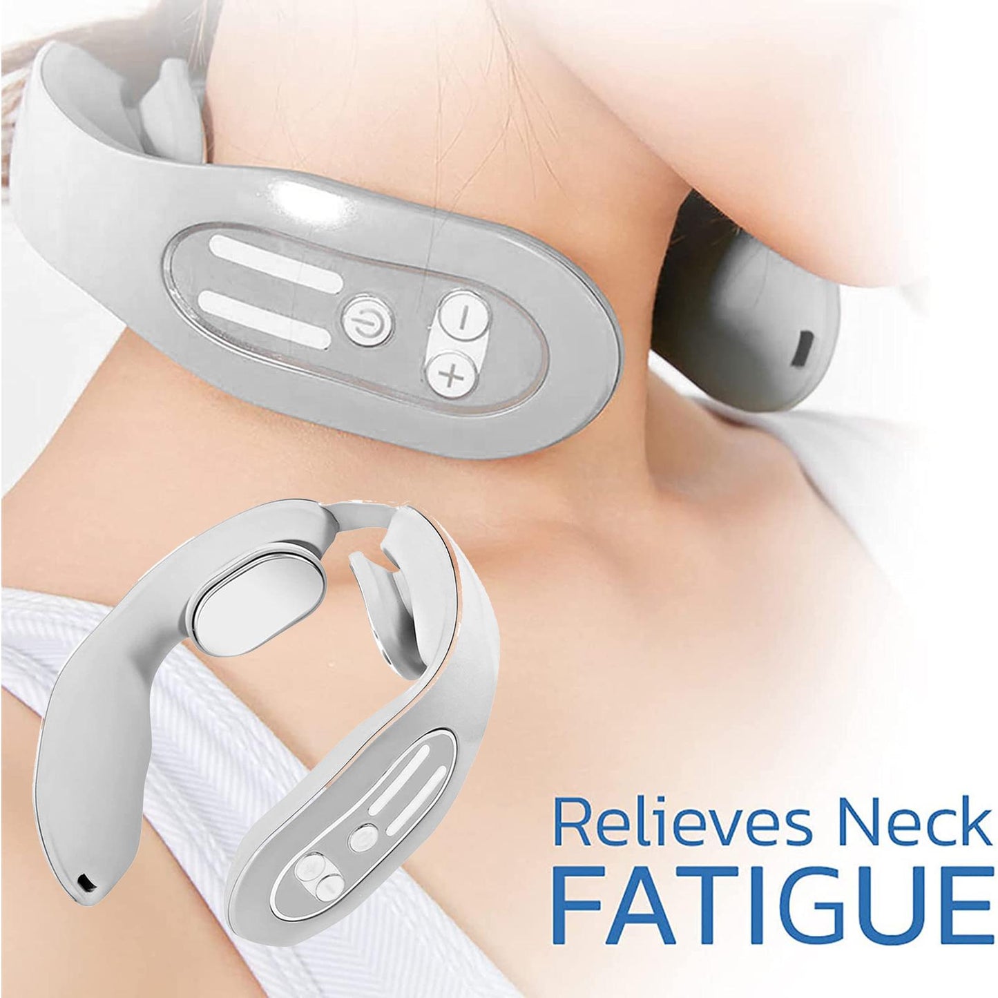 Gradient Blue 12-Level Intelligent Neck Massager with Heating Function - Pain Relief and Relaxation
