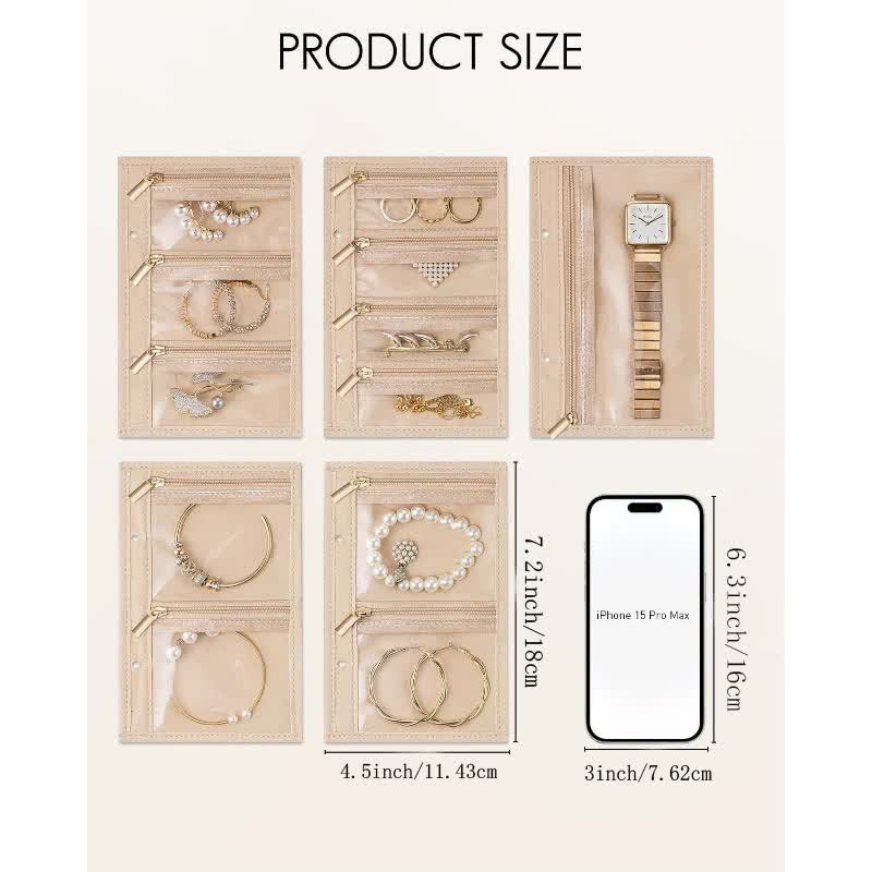 Portable Jewelry Organizer Inserts โ Clear Zippered Pouch Set for Accessories