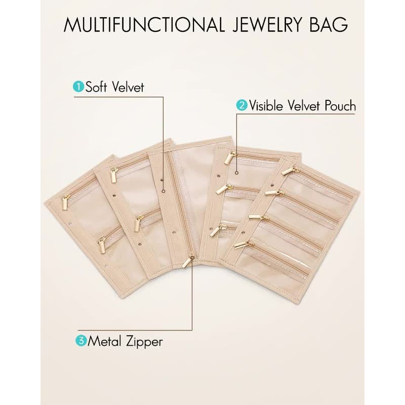 Portable Jewelry Organizer Inserts โ Clear Zippered Pouch Set for Accessories