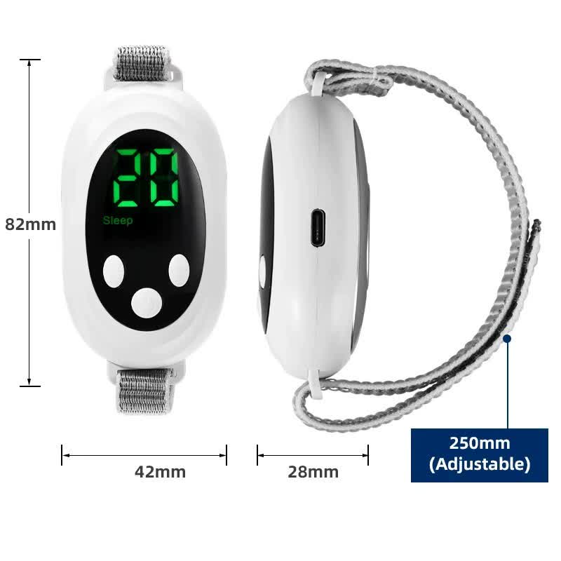 Green EMS Sleep Aid Device with Pulse Stimulation - Portable Adjustable Sleep Support Bracelet