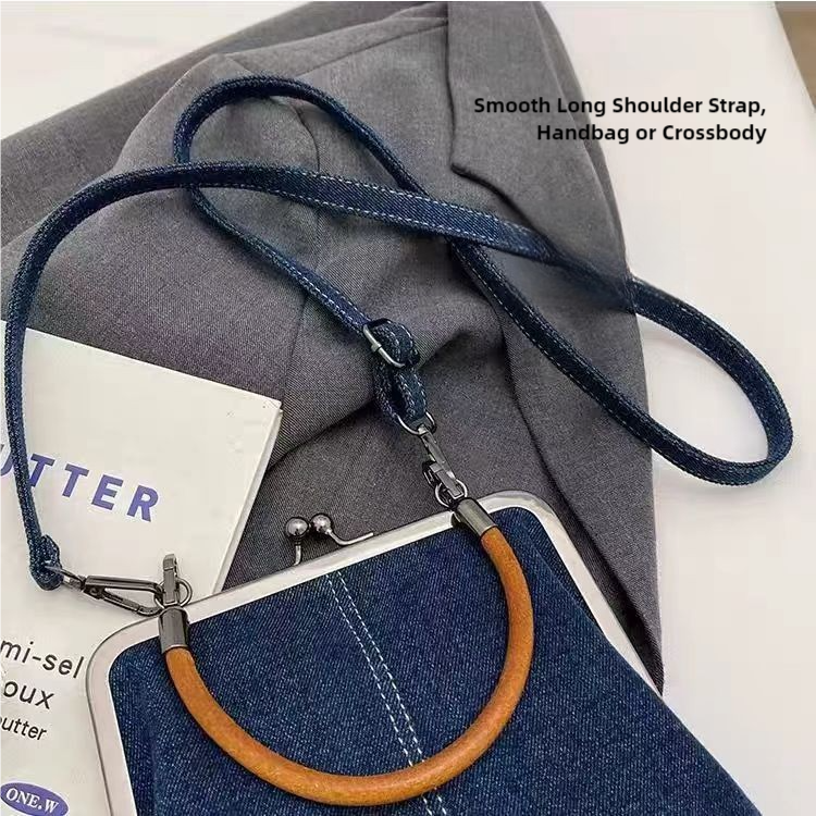 Blue Handmade Denim Patchwork Small Crossbody Bag – Women’s Shoulder & Handbag with Vintage Style