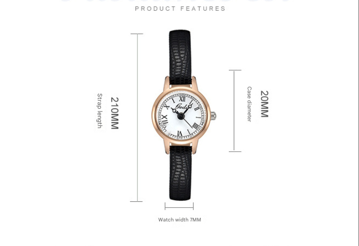 Rose Shell White Plate Green Belt Delicate Women's Watch - 20mm Roman Numeral Dial, Leather Strap