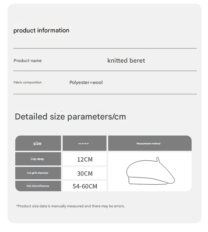 Pink Vintage Inspired Knitted Beret - Stretchy & Comfortable Wool Blend Cap