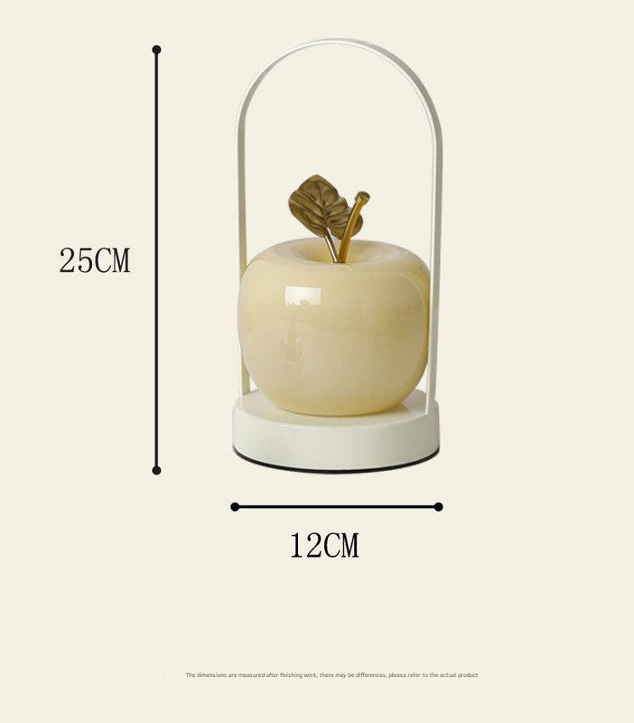 Orange Decorative Apple Table Lamp - USB-C, 3 Light Modes, Metal Handle