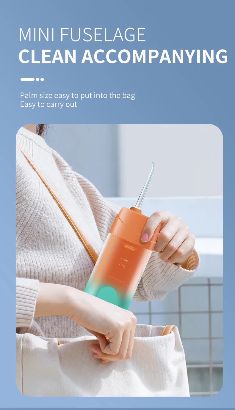 Green Smart Telescopic Portable Water Flosser - USB Rechargeable Oral Irrigator, IPX7 Waterproof, 3 Modes & 4 Nozzles