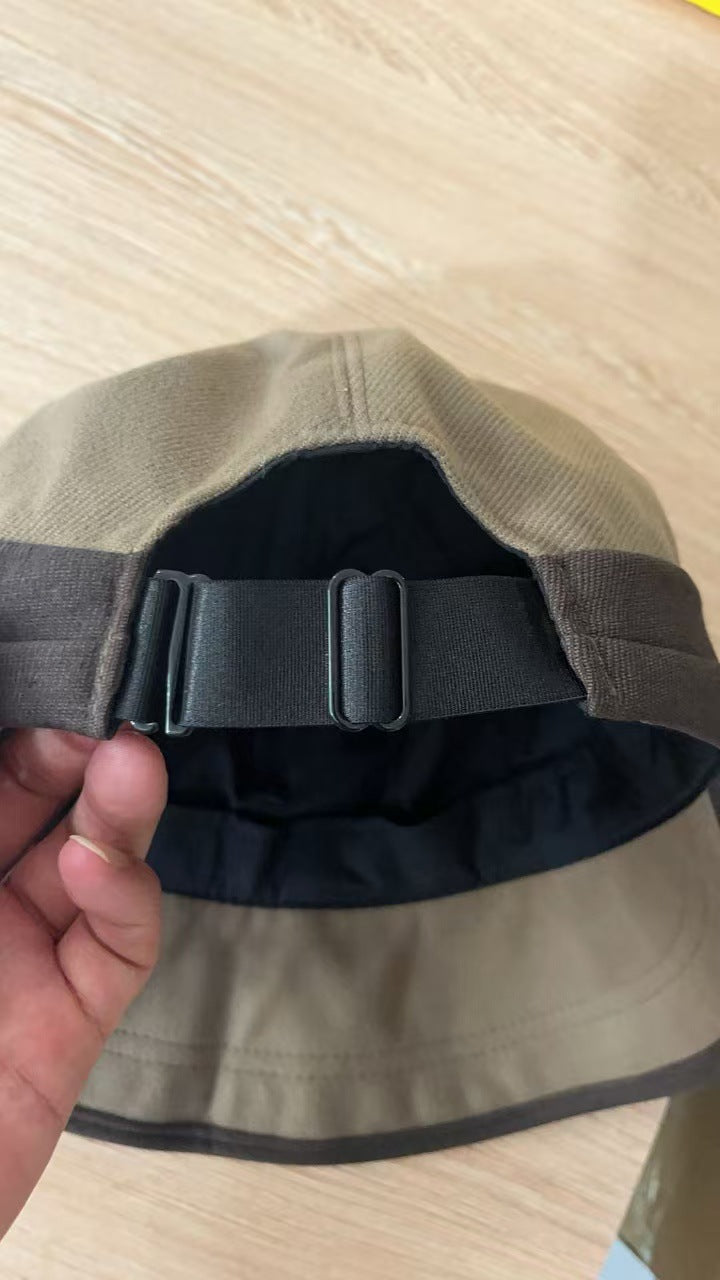 Brown Elegant Warm Bucket Hat - Minimalist Color Block Design, Face-Slimming Style for Autumn & Winter