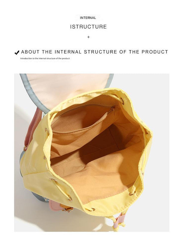 Colorful Chic Colorblock Mini Backpack - Cute Canvas Student Daypack, Lightweight Commuter Bag