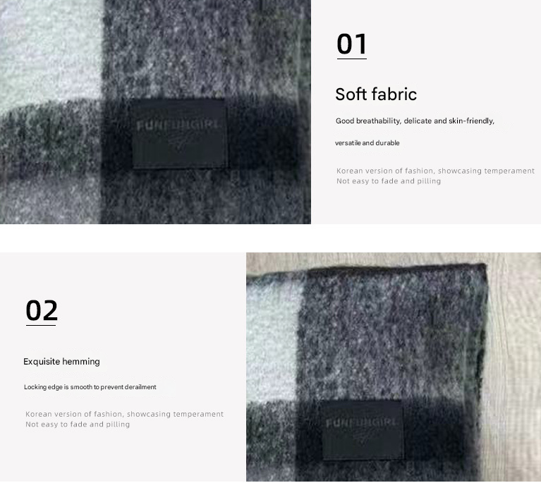 Khaki Classic Plaid Faux Cashmere Winter Scarf - Warm and Stylish 50 x 180 cm Design