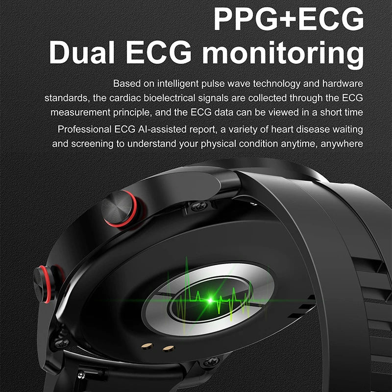Black Silicone Business Smartwatch with ECG and PPG Monitoring
