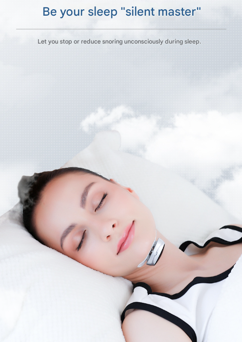 Black Smart Anti-Snoring Device - Rechargeable Pulse Throat Stimulator for Quieter Sleep