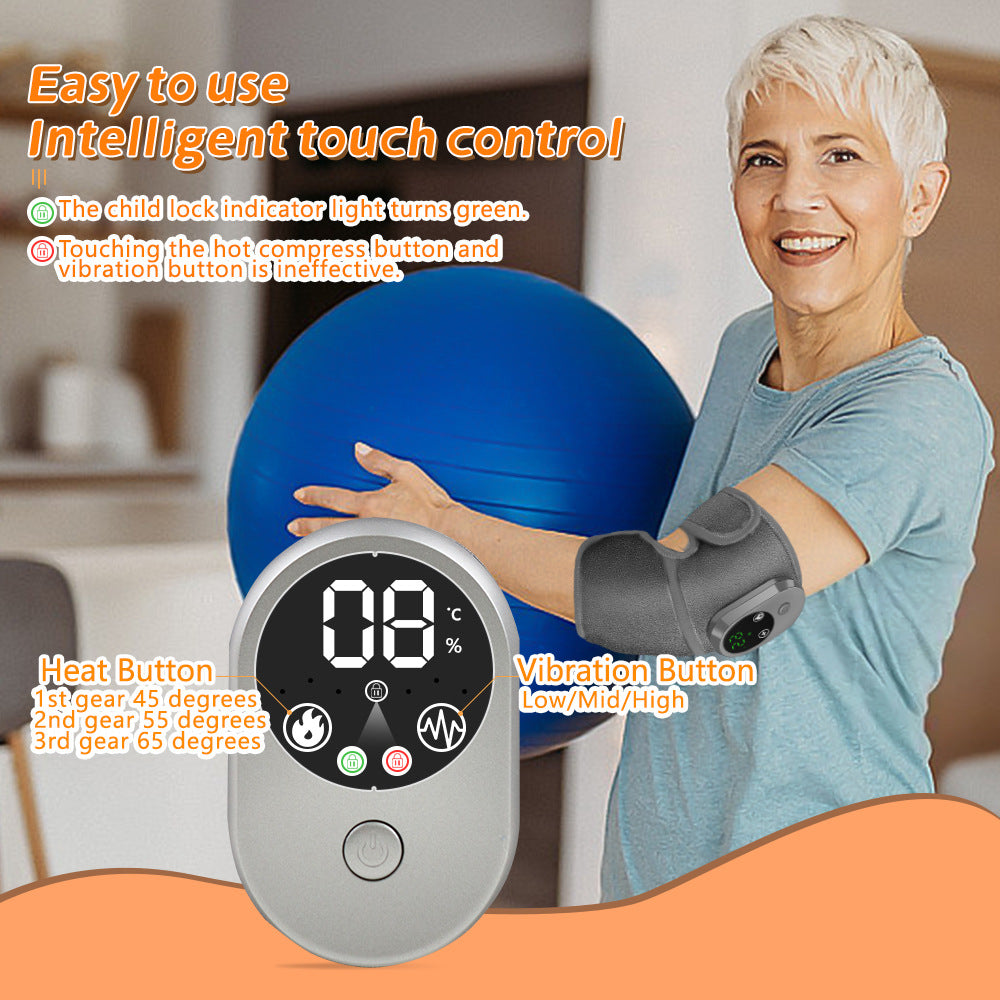 Rechargeable Heated Vibration Knee Massager Brace - 3 Heat & 3 Vibration Levels for Joint Pain Relief(Grey)