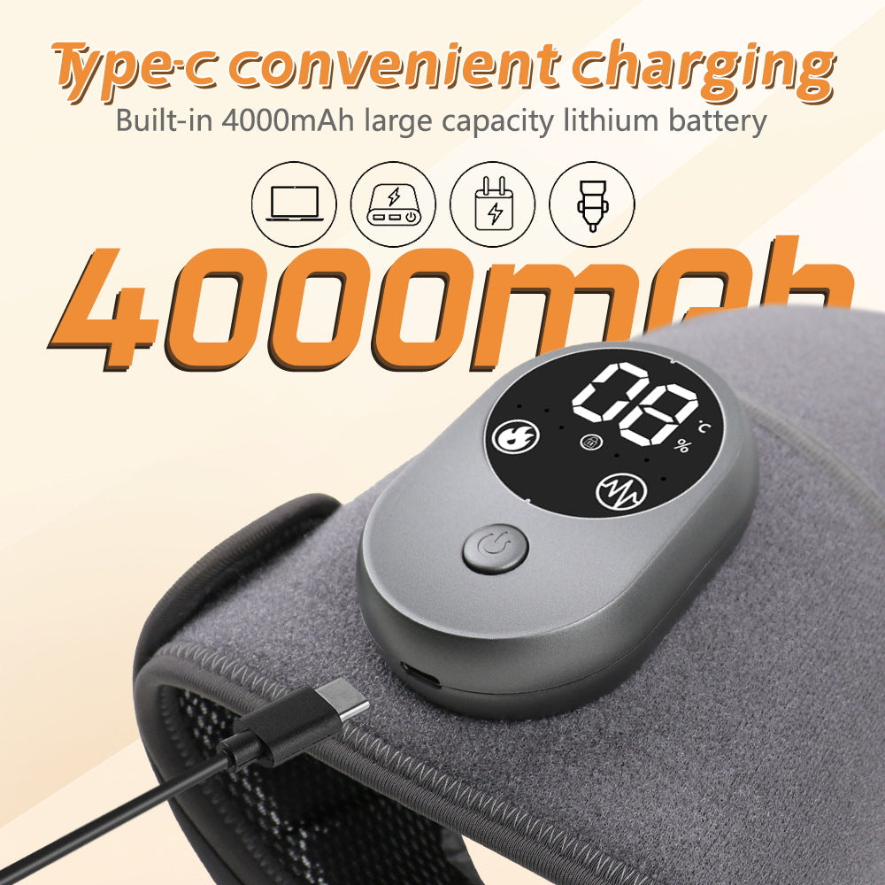 Rechargeable Heated Vibration Knee Massager Brace - 3 Heat & 3 Vibration Levels for Joint Pain Relief(Grey)