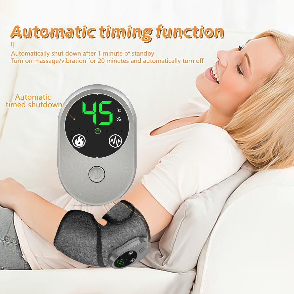 Rechargeable Heated Vibration Knee Massager Brace - 3 Heat & 3 Vibration Levels for Joint Pain Relief(Grey)