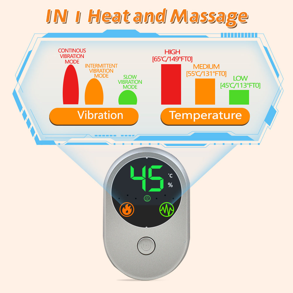 Rechargeable Heated Vibration Knee Massager Brace - 3 Heat & 3 Vibration Levels for Joint Pain Relief(Grey)