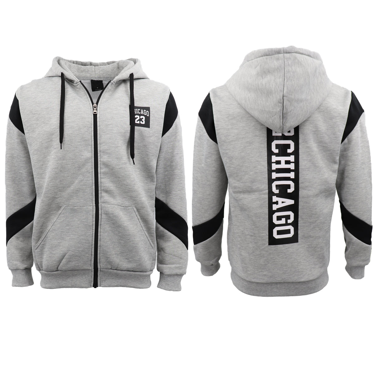 Men's Fleece Zip Up Hoodie Shirt Chicago Bulls 23 Michael Jordan Sweat Jacket, Red, S